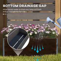 Outsunny Raised Garden Bed with Trellis and Drainage Hole, Planter Box Grey - Additional view 4