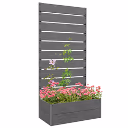 Outsunny Raised Garden Bed with Trellis and Drainage Hole, Planter Box Grey - Additional view 8