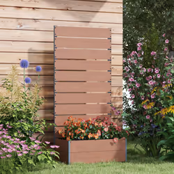 Outsunny Raised Garden Bed with Trellis and Drainage Hole, Planter Box Brown