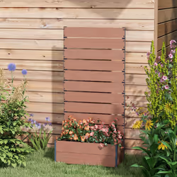 Outsunny Raised Garden Bed with Trellis and Drainage Hole, Planter Box Brown