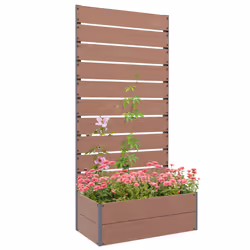 Outsunny Raised Garden Bed with Trellis and Drainage Hole, Planter Box Brown - Additional view 4