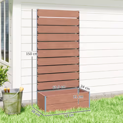 Outsunny Raised Garden Bed with Trellis and Drainage Hole, Planter Box Brown - Additional view 5