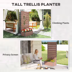 Outsunny Raised Garden Bed with Trellis and Drainage Hole, Planter Box Brown - Additional view 7