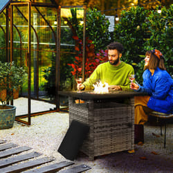 Outsunny 50,000 BTU Rattan Fire Pits for Garden, Fire Pit Table, Grey