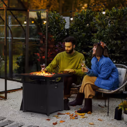Outsunny 50,000 BTU Rattan Fire Pits for Garden, Fire Pit Table, Black