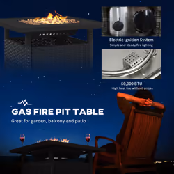 Outsunny 50,000 BTU Rattan Fire Pits for Garden, Fire Pit Table, Black