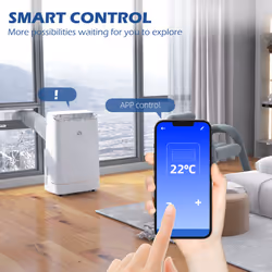 HOMCOM 14000 BTU Mobile Air Conditioner with WiFi Smart App, 35mÂ², White