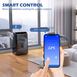 HOMCOM 14000 BTU Mobile Air Conditioner with WiFi Smart App, 35mÂ² 823-049V70BK
