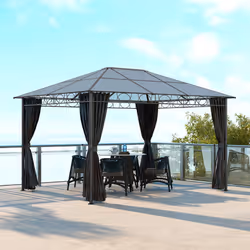 Outsunny 3 x 4m Hardtop Gazebo for Garden Party w/ Polycarbonate Curtains