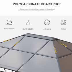 Outsunny 3 x 4m Hardtop Gazebo for Garden Party w/ Polycarbonate Curtains