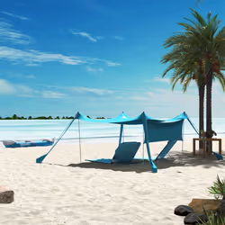 Outsunny Beach Tent Shelter with A Detachable Sidewall, 3 x 3(m), Sky Blue