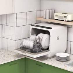 HOMCOM Worktop Dishwasher w/ 4 Place Settings 6 Programs, Black