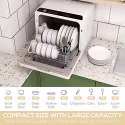 HOMCOM Worktop Dishwasher w/ 4 Place Settings 6 Programs, Black