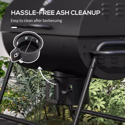 Outsunny Barrel Charcoal Barbecue BBQ Grill Trolley W/ Ash Catcher Thermometer - Additional view 5