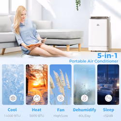 HOMCOM 14000 BTU Portable Air Conditioner Unit with Heater, WiFi Smart App