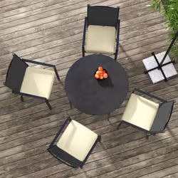 Outsunny Set of 4 Outdoor Seat Cushion with Ties, for Patio Furniture, Beige - Additional view 4