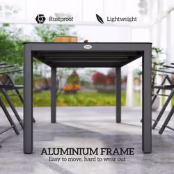 Outsunny Outdoor Dining Table for 6 with Glass Top, Aluminium Frame, Grey - Additional view 4
