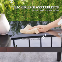 Outsunny Outdoor Dining Table for 6 with Glass Top, Aluminium Frame, Grey - Additional view 5