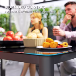 Outsunny Outdoor Dining Table for 6 with Glass Top, Aluminium Frame, Grey - Additional view 6