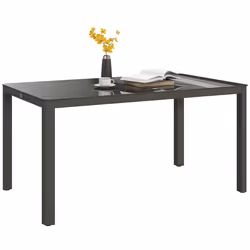 Outsunny Outdoor Dining Table for 6 with Glass Top, Aluminium Frame, Grey - Additional view 8