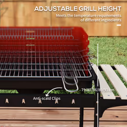 Outsunny Charcoal Barbecue BBQ Grill Trolley W/ 5-level Grill Height Ash Catcher
