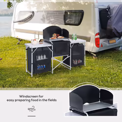 Outsunny Folding Camping Kitchen Portable Cooking Table Picnic Storage Cabinet