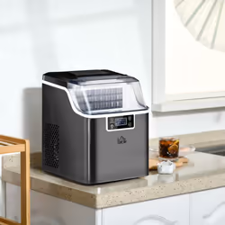 HOMCOM Counter Top Ice Maker Machine with Adjustable Cube Size Scoop Black