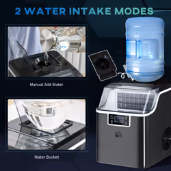 HOMCOM Counter Top Ice Maker Machine with Adjustable Cube Size Scoop Black