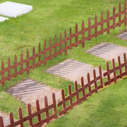 Outsunny Pack of 12 Wooden Plant Border Fence Garden Fixed Picket Fence Brown