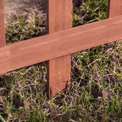 Outsunny Pack of 12 Wooden Plant Border Fence Garden Fixed Picket Fence Brown - Additional view 6