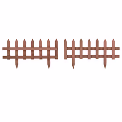Outsunny Pack of 12 Wooden Plant Border Fence Garden Fixed Picket Fence Brown - Additional view 8