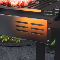 Outsunny Charcoal Spit Roasting Machine w/ 3-Tier Grill Grate & Foldable Shelves
