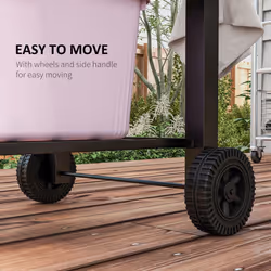 Outsunny Charcoal Grill BBQ Trolley Wheels Shelf Side Thermometer Steel Black - Additional view 4