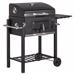 Outsunny Charcoal Grill BBQ Trolley Wheels Shelf Side Thermometer Steel Black - Additional view 8
