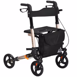 HOMCOM 4 Wheel Rollator Walker,  Adjustable Mobility Walker with Bag,Gold Tone - Additional view 7