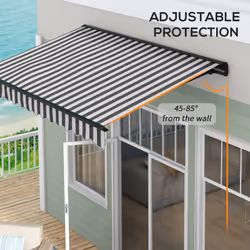 Outsunny 3 x 2m Electric Retractable Awning, Aluminium Frame, Grey & White