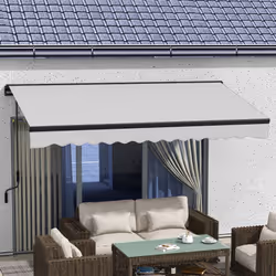 Outsunny 3.5 x 2.5m Electric Retractable Awning, Aluminium Frame, Light Grey