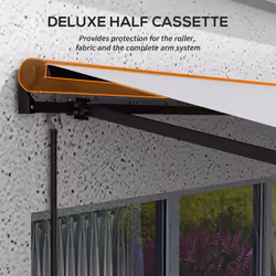 Outsunny 3.5 x 2.5m Electric Retractable Awning, Aluminium Frame, Light Grey
