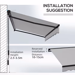 Outsunny 3.5 x 2.5m Electric Retractable Awning, Aluminium Frame, Light Grey