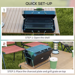 Outsunny Portable BBQ Grill with Suitcase Design for Camping Picnic Party, Black