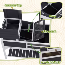 PawHut Tortoise House w/ Adjustable Lamp Holder, Openable Lid, Storage Shelf - Additional view 5