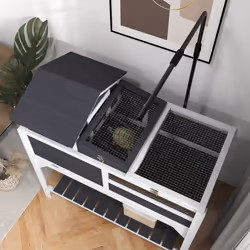 PawHut Tortoise House w/ Adjustable Lamp Holder, Openable Lid, Storage Shelf - Additional view 6