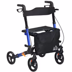 HOMCOM 4 Wheel Rollator Walker,  Adjustable Mobility Walker with Bag, Blue - Additional view 7