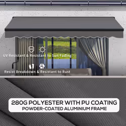 Outsunny 3.5 x 2.5m Electric Retractable Awning, Aluminium Frame, Dark Grey