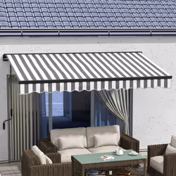Outsunny 3.5 x 2.5m Electric Retractable Awning, Aluminium Frame, Grey & White