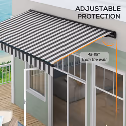 Outsunny 3.5 x 2.5m Electric Retractable Awning, Aluminium Frame, Grey & White