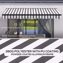 Outsunny 3.5 x 2.5m Electric Retractable Awning, Aluminium Frame, Grey & White