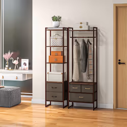 HOMCOM 4-Tier Bookshelf Bookcase with 2 Fabric Drawers for Bedroom Study