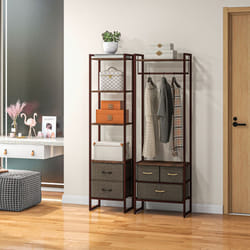 HOMCOM 4-Tier Bookshelf Bookcase with 2 Fabric Drawers for Bedroom Study