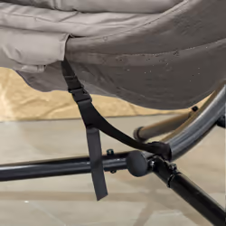 Outsunny Hanging Swing Chair w/ Metal Stand & Side Pocket, Sand